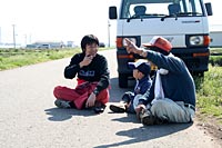 あの気球ここに降りるの？