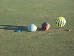 ヘア気球から見た競技気球「わぁ～マジ早い！」